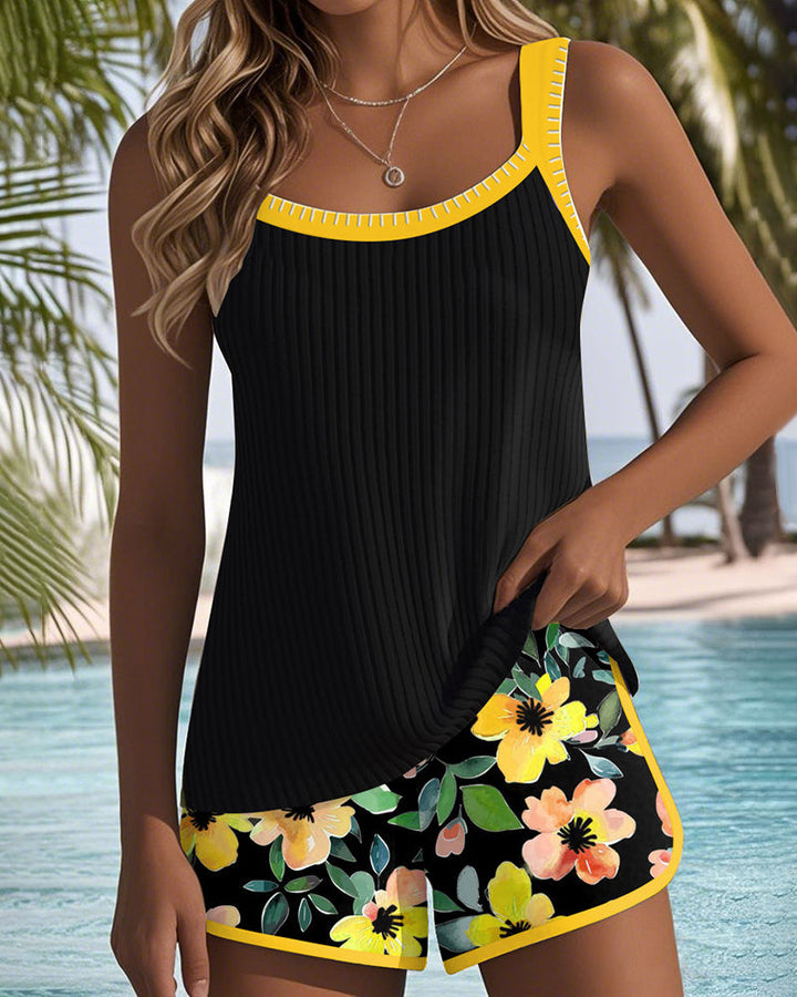 Liliana - Bikinisæt med kryds i nakken og print