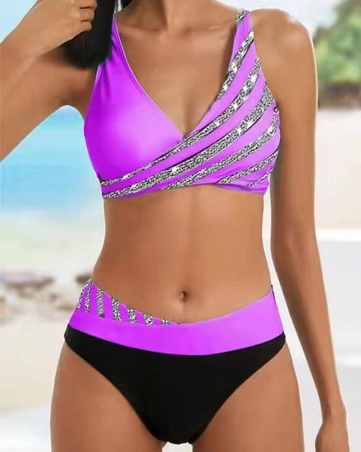 Liliana - Bikinisæt med kryds i nakken og print