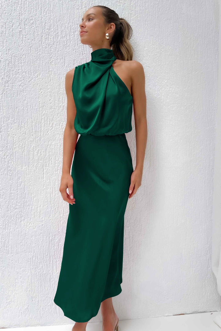 Lydia | Lang kjole med halterneck